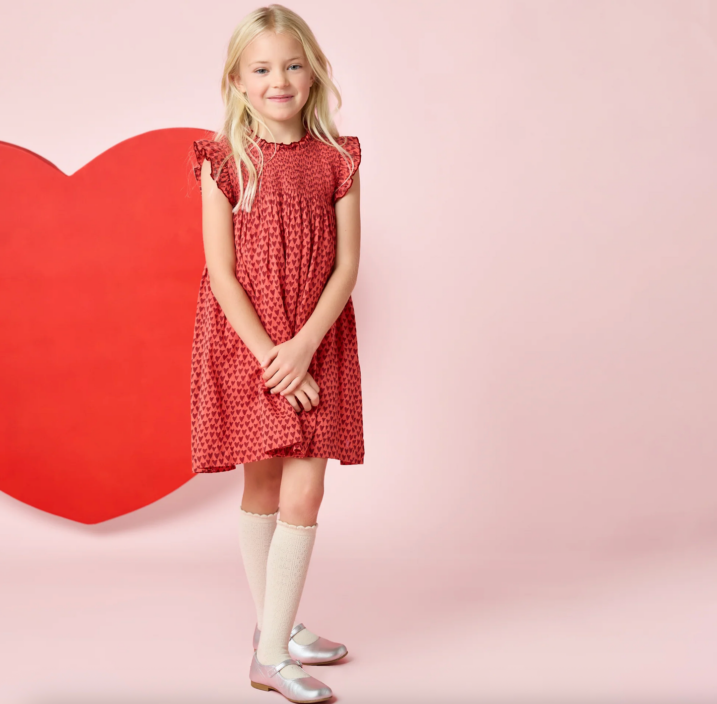 Pink Chicken Girls Stevie Dress - Red Mini Hearts