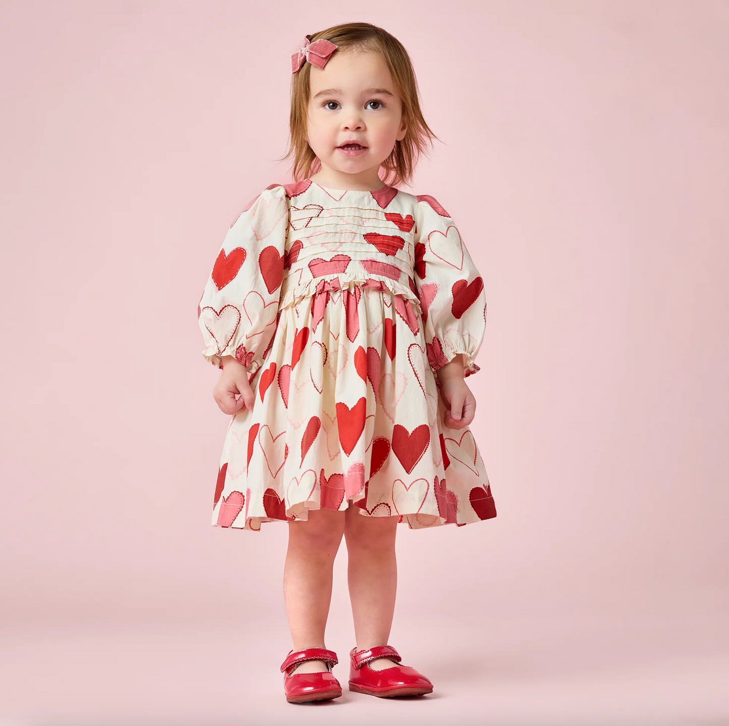 Pink Chicken Baby Girls Renee Dress Set - Gradient Hearts