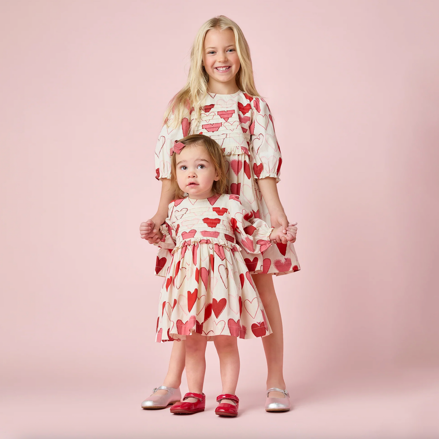 Pink Chicken Baby Girls Renee Dress Set - Gradient Hearts