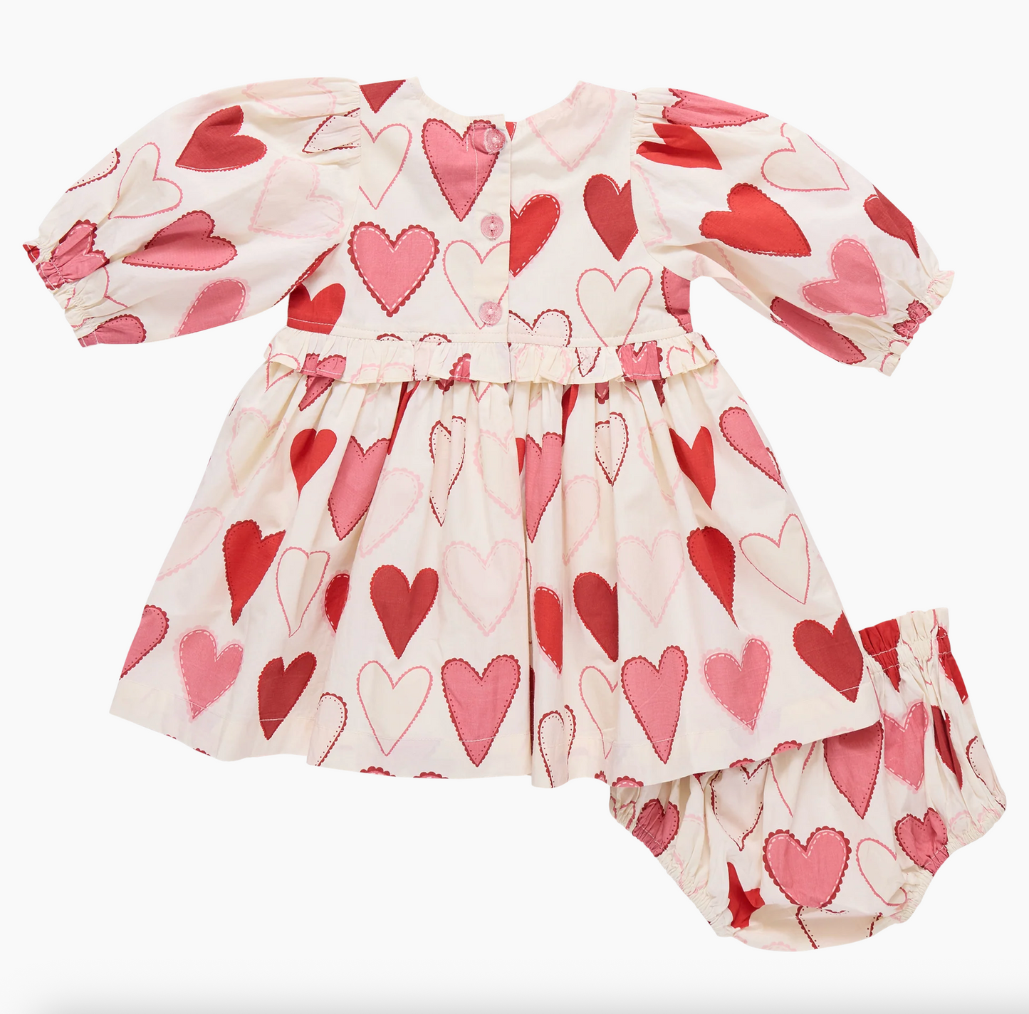 Pink Chicken Baby Girls Renee Dress Set - Gradient Hearts