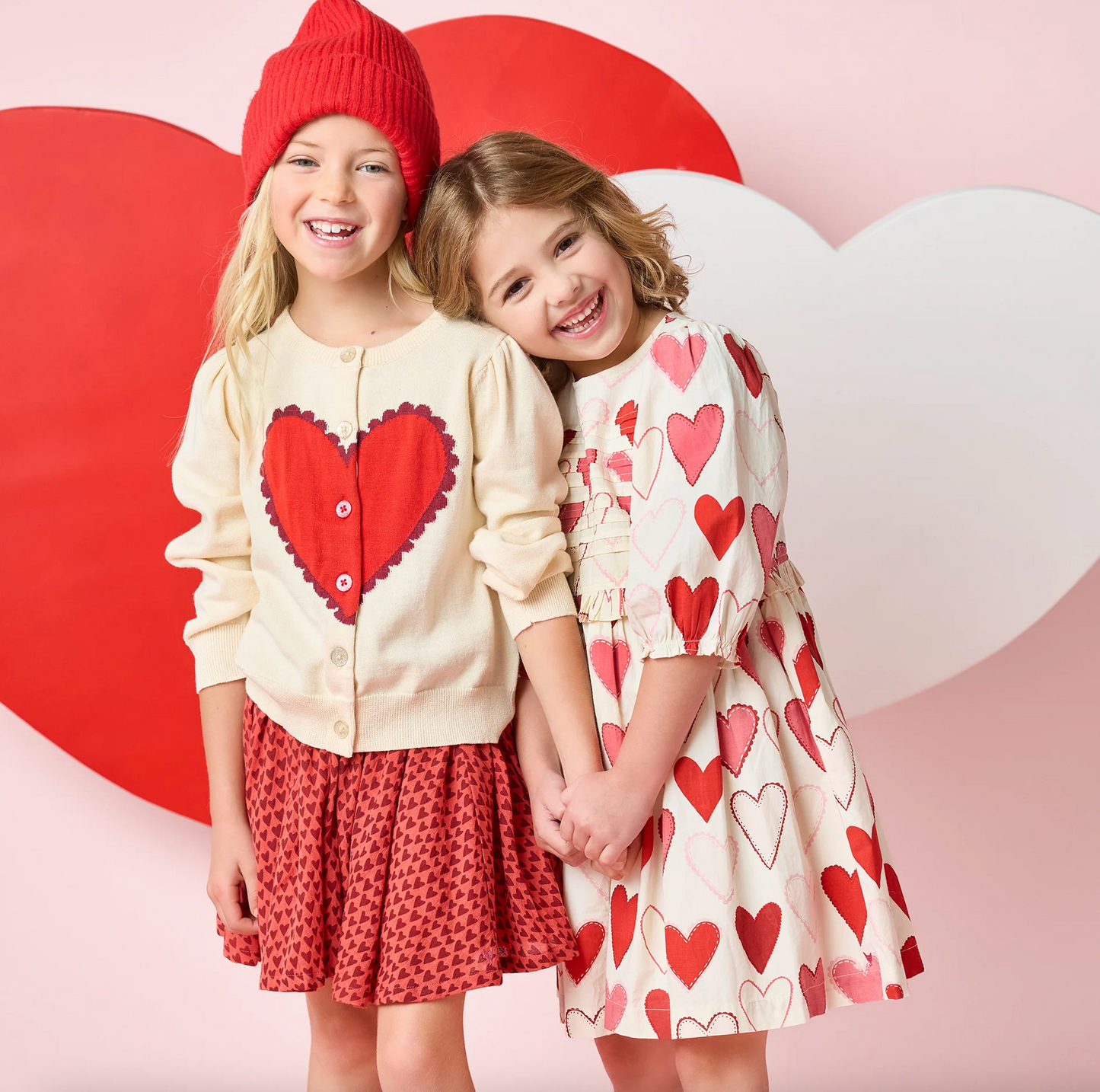Pink Chicken Girls Gianna Skirt - Red Mini Hearts
