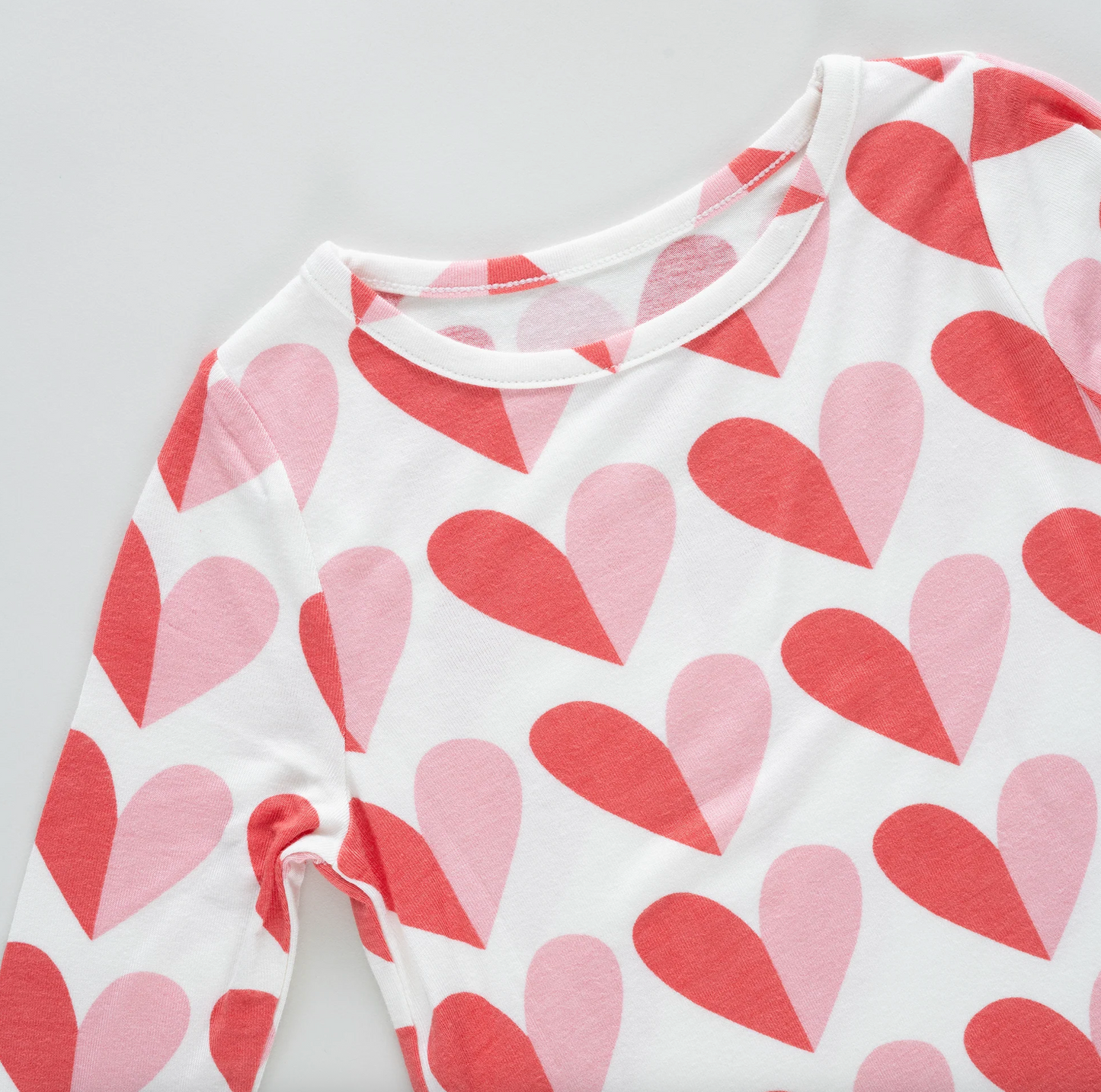 Pink Chicken Kids Bamboo PJ Set - Pink Half Hearts