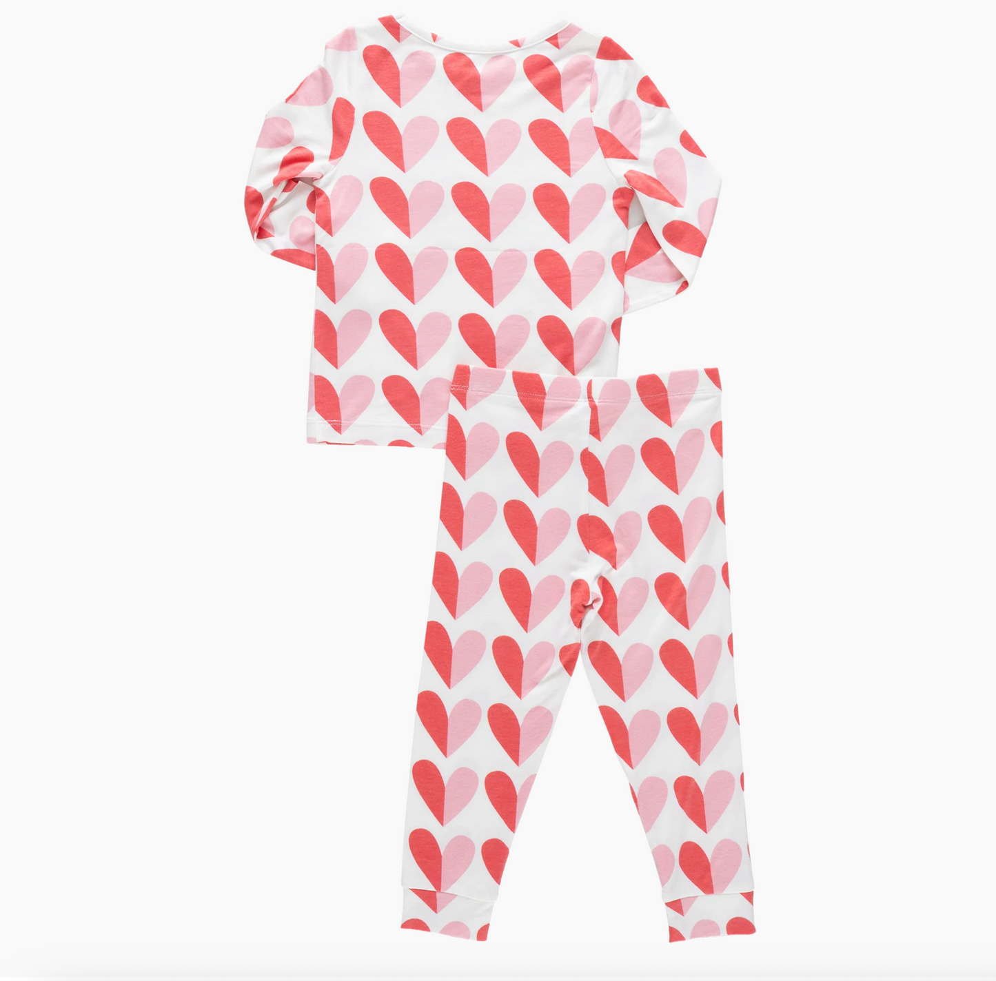 Pink Chicken Kids Bamboo PJ Set - Pink Half Hearts