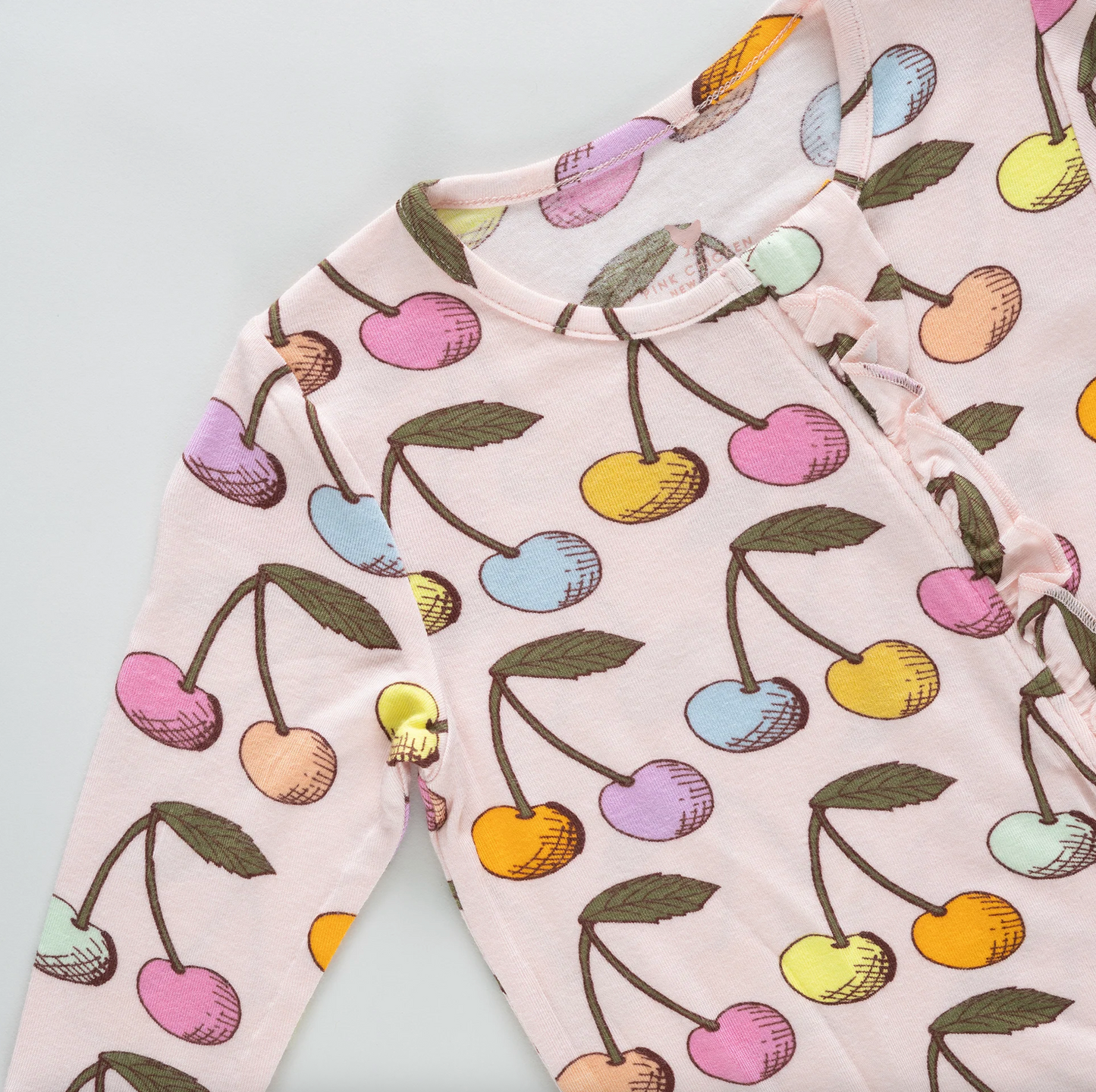 Pink Chicken Baby Ruffle Bamboo Romper - Cloud Pink Cherry