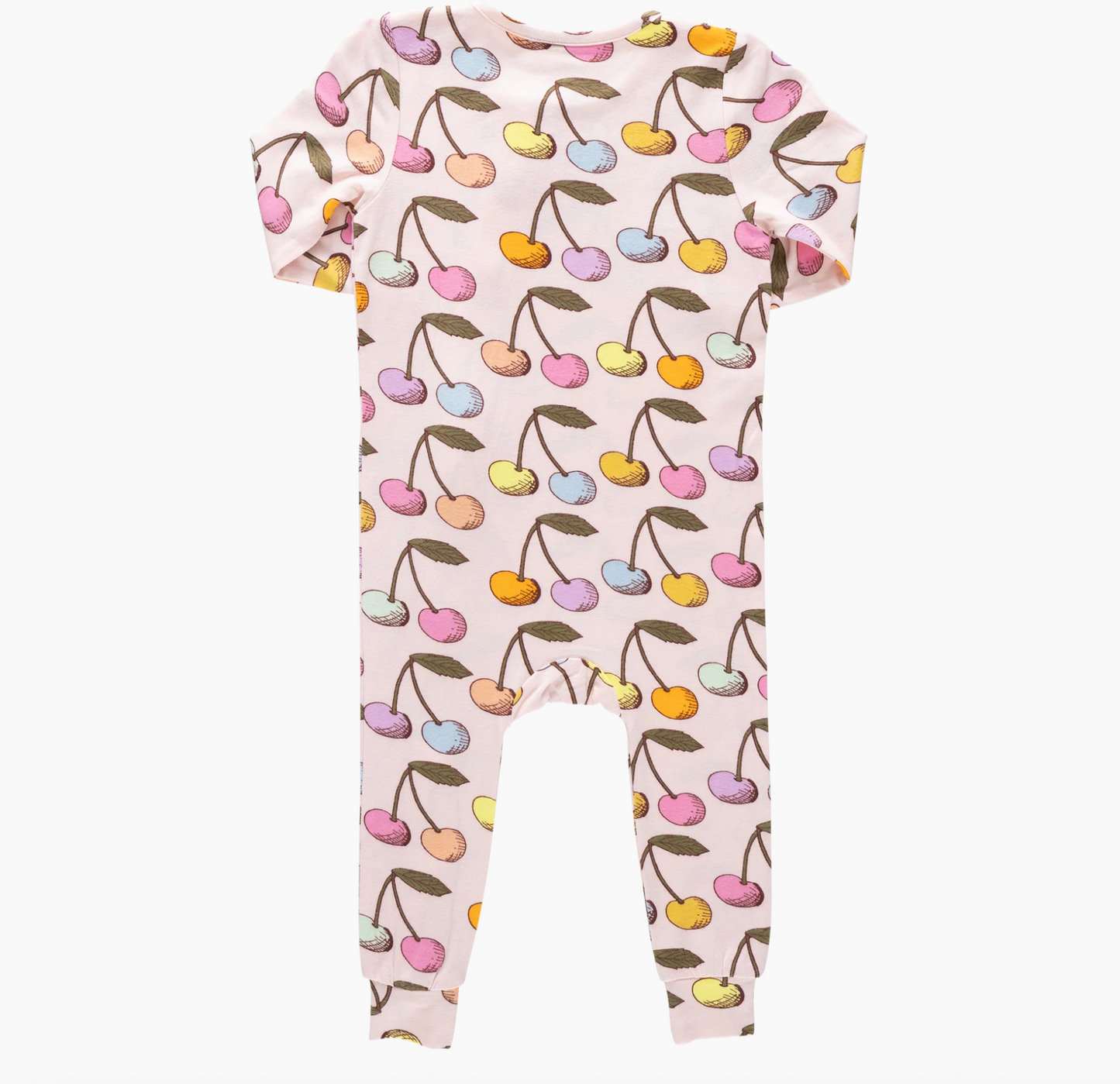 Pink Chicken Baby Ruffle Bamboo Romper - Cloud Pink Cherry
