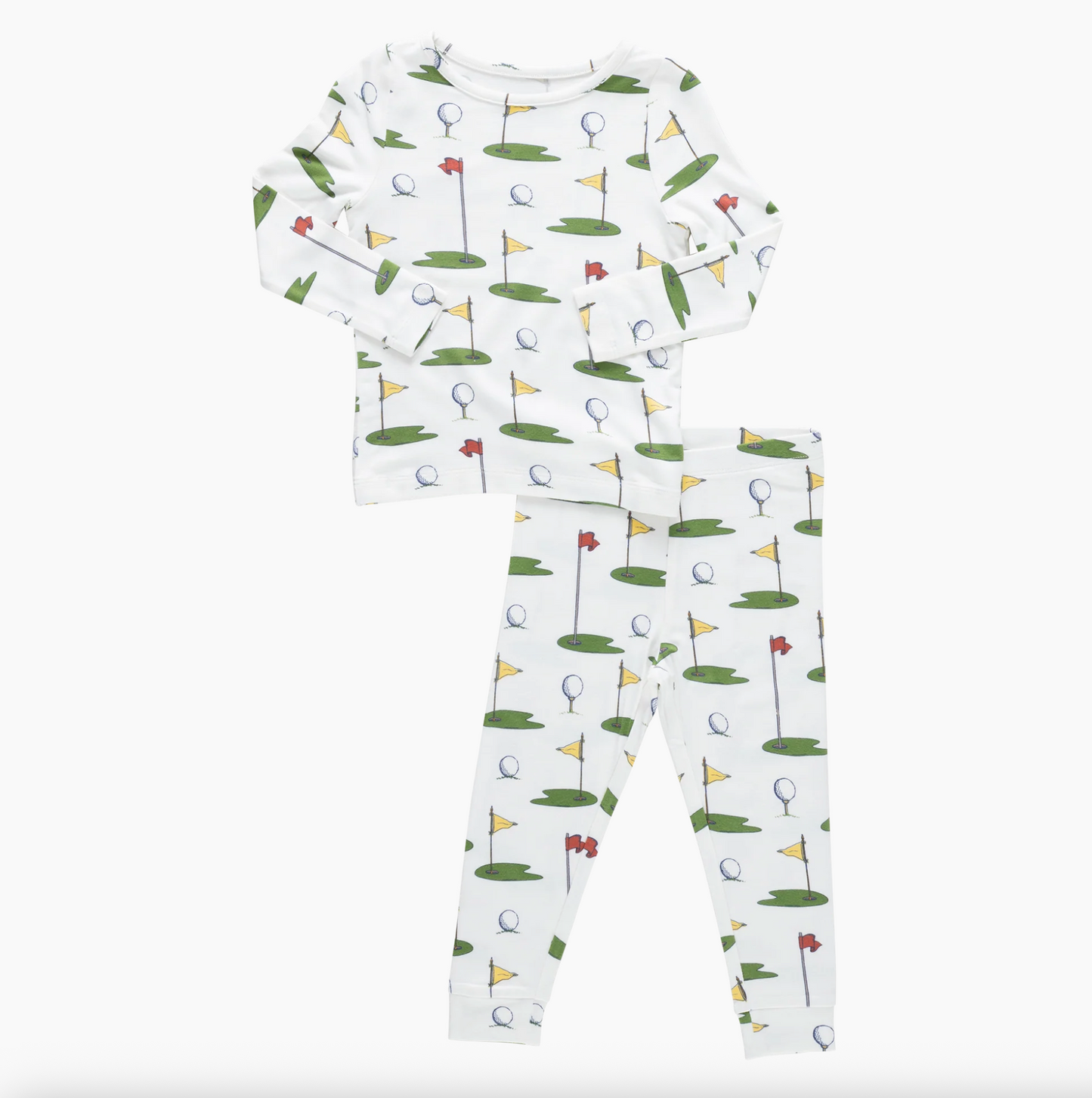 Pink Chicken Kids Bamboo PJ Set - Cream Golf Tournament
