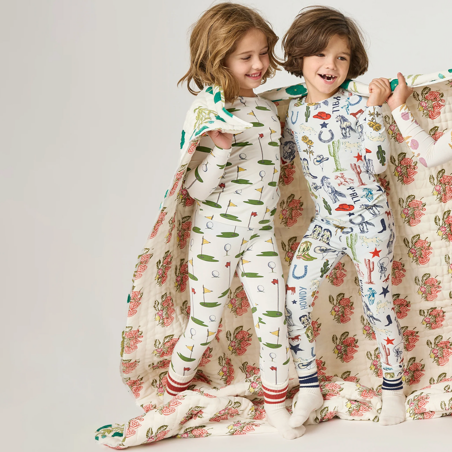 Pink Chicken Kids Bamboo PJ Set - Cream Golf Tournament