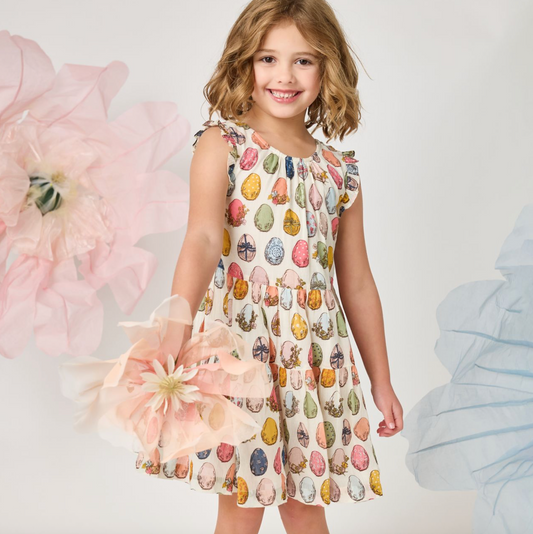 Pink Chicken Girls Eloise Ruffle Dress - Multi Eggs