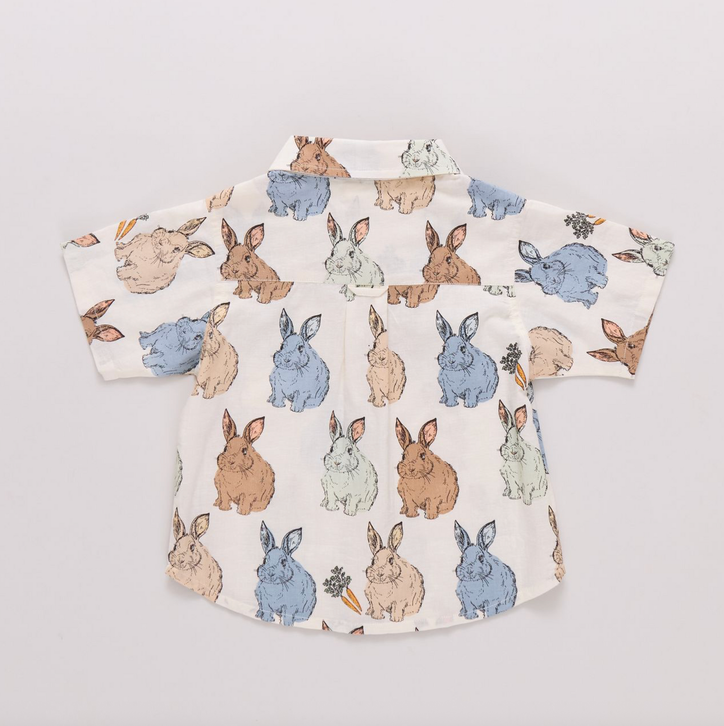 Pink Chicken Boys Jack Shirt - Blue Vintage Bunnies