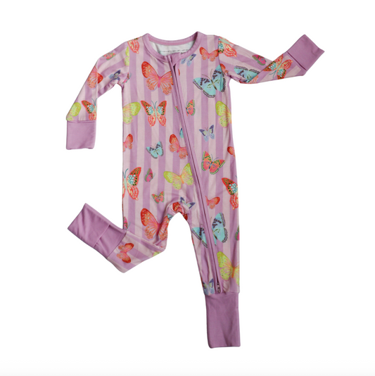 Zipper Romper - Purple Butterfly