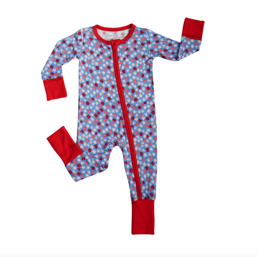 Zipper Romper - Blue Ditsy Floral