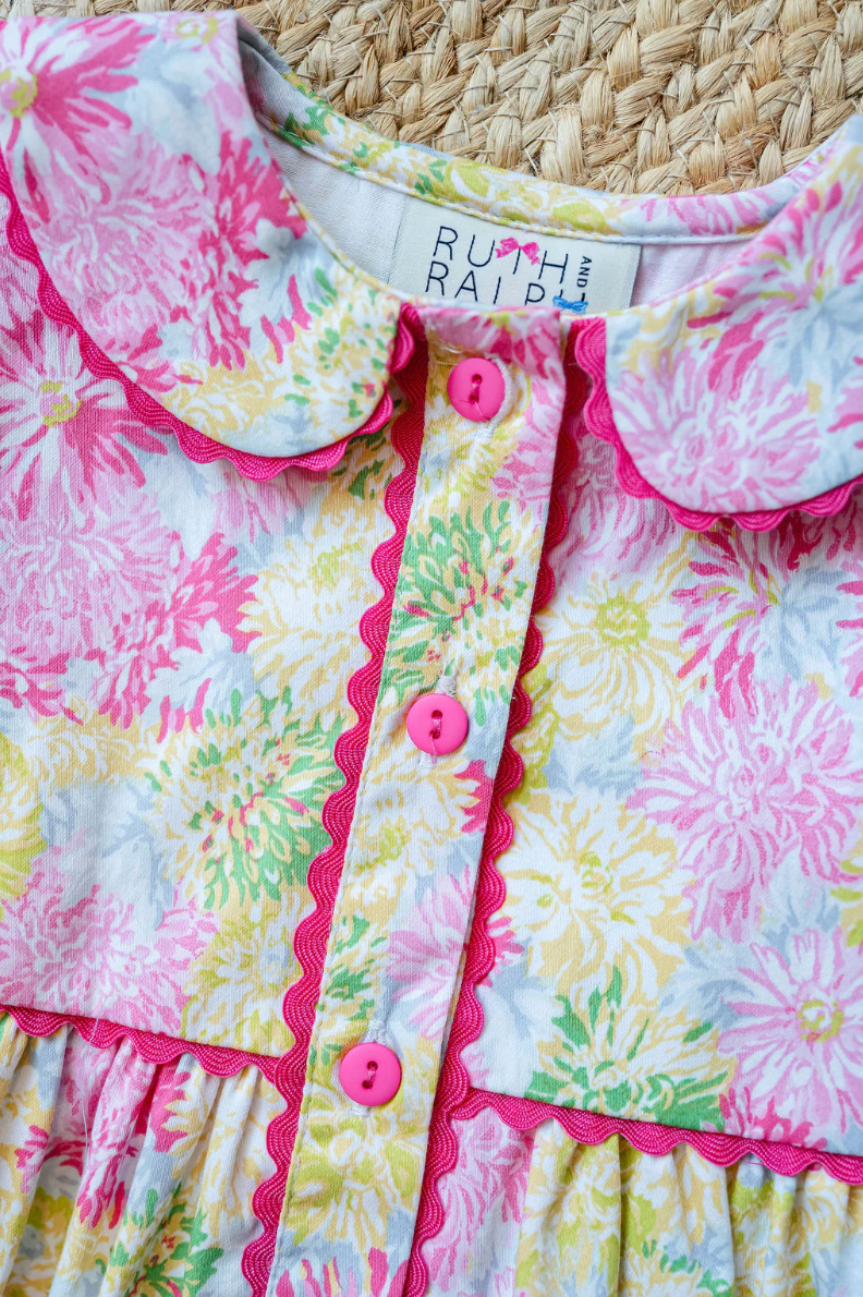 Colorful Floral Button Front Bubble