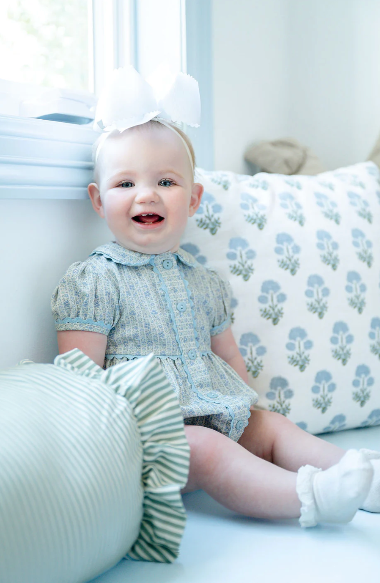 Blue Floral Button Front Bubble