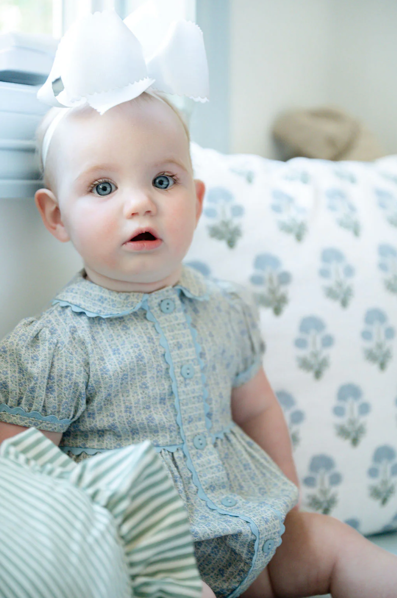 Blue Floral Button Front Bubble