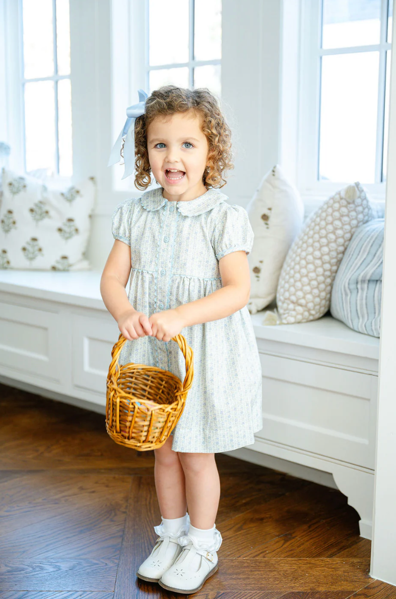 Blue Floral Button Front Dress