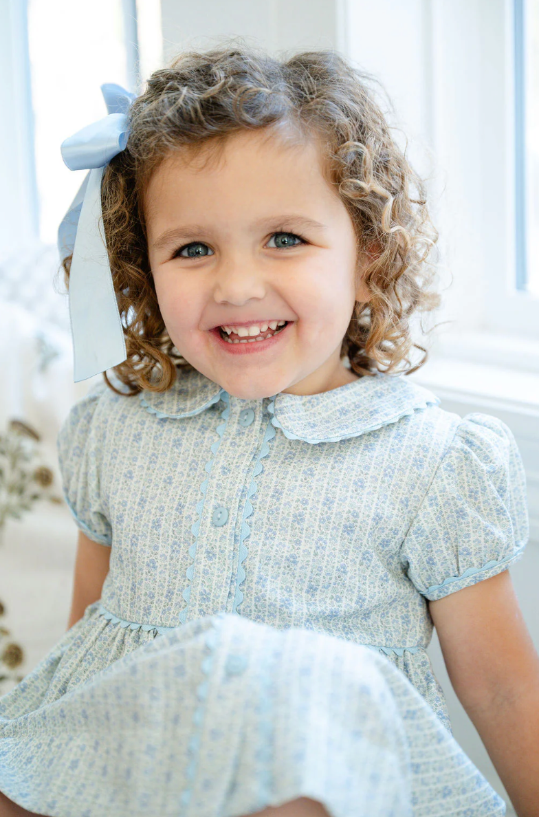 Blue Floral Button Front Dress