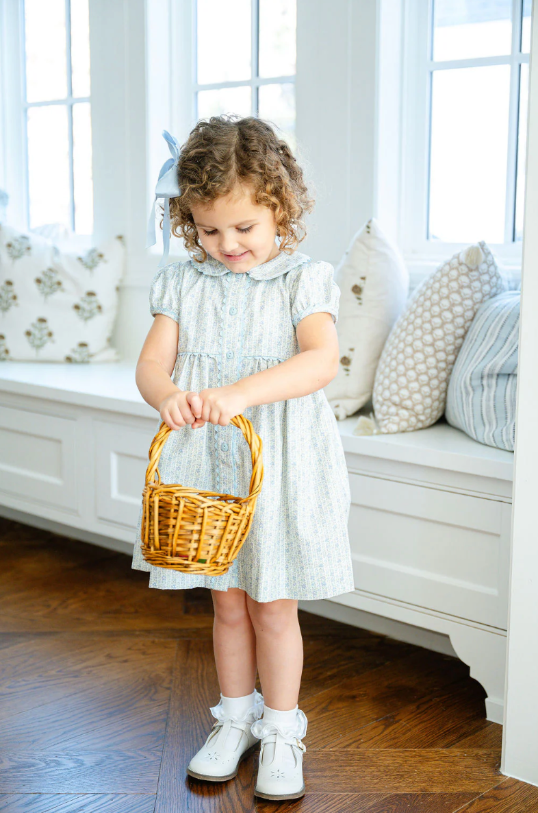 Blue Floral Button Front Dress