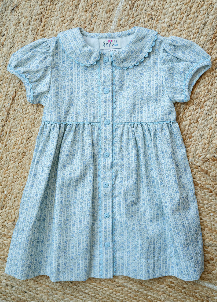 Blue Floral Button Front Dress