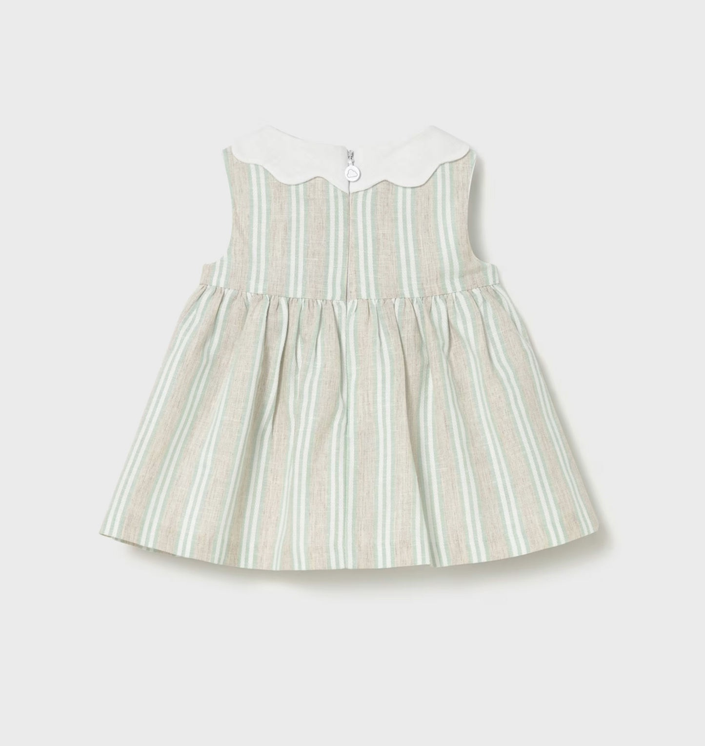 Baby Girl's Striped Linen Dress Aqua