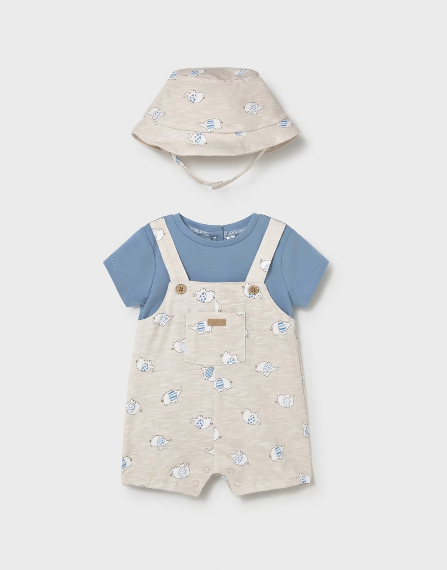 Baby Boy Romper with Hat and Faux Dungaree
