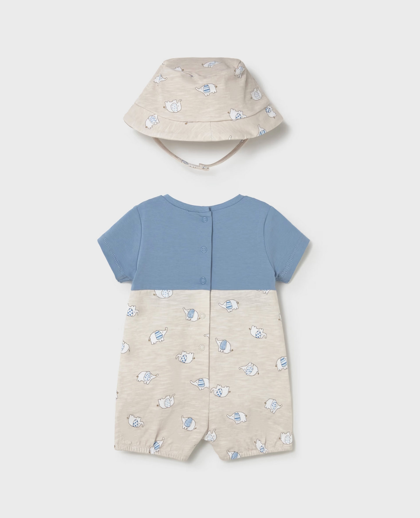 Baby Boy Romper with Hat and Faux Dungaree