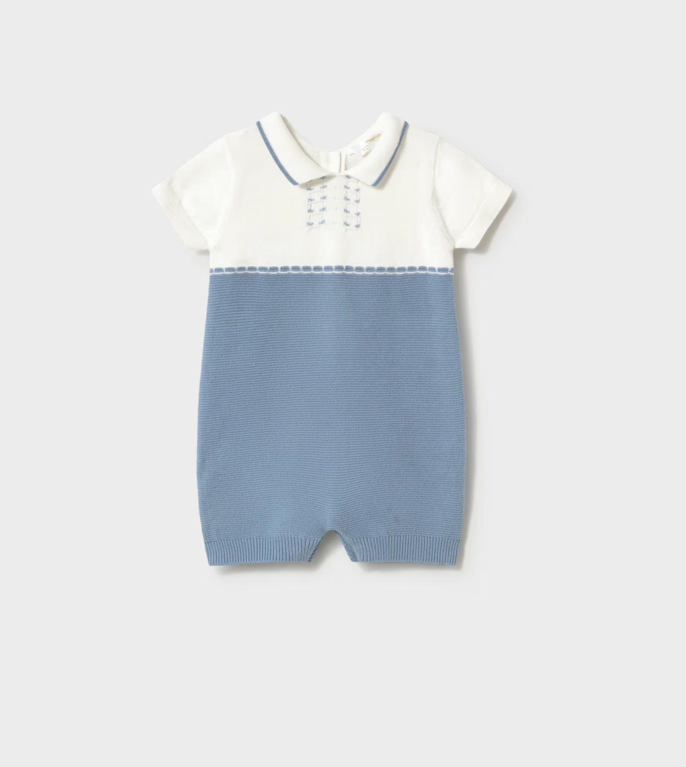 Baby Boy Collared Romper - Sand or Sky