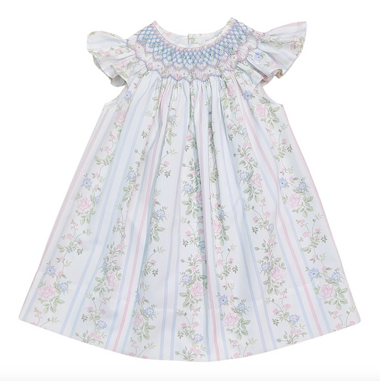 Valerie Floral Rose Vine Print Smocked Dress