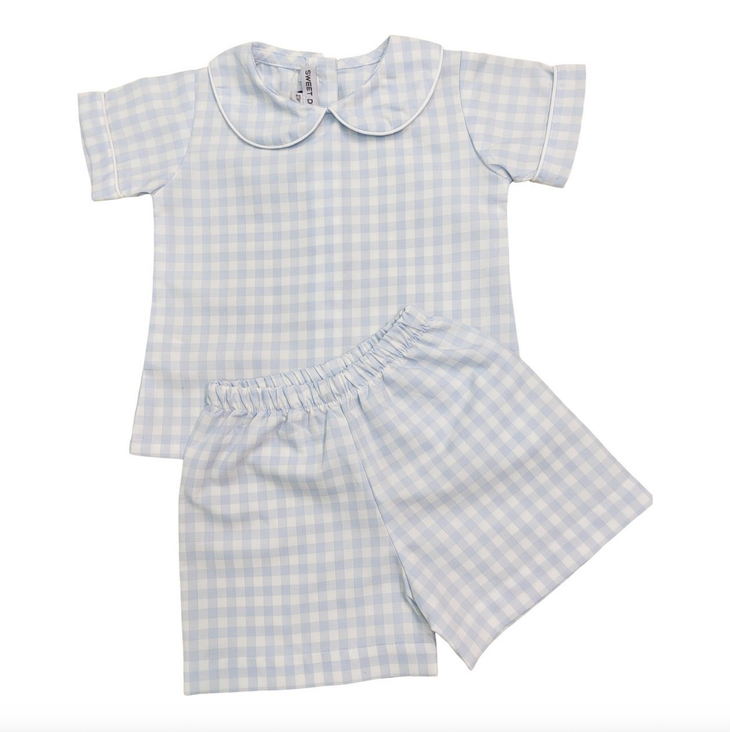 Blue Gingham Shorts Set