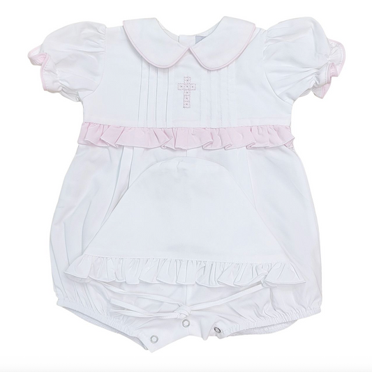 Pink Cross Embroidered Set