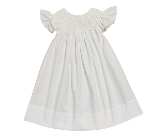 Catherine Pearl White Smocked Dress