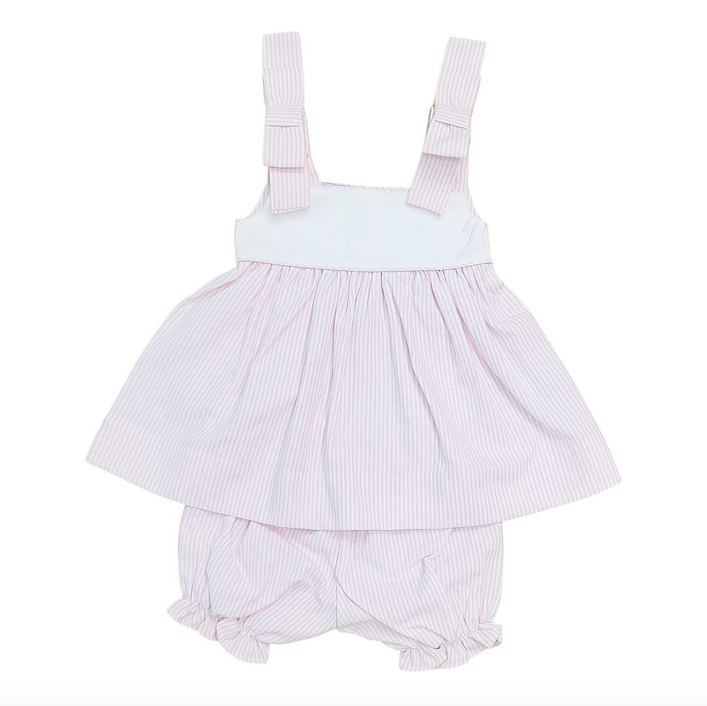 Pink Stripe Bow Shoulder Bloomer Set