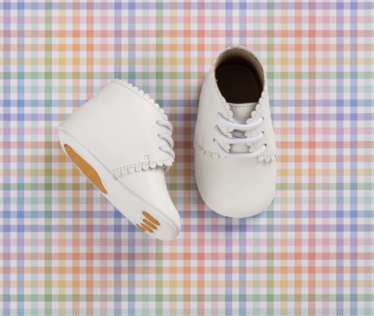 Elephantito White Scalloped Baby Bootie