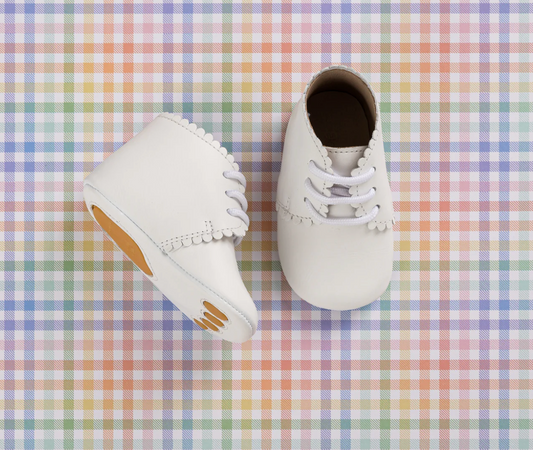 Elephantito White Scalloped Baby Bootie