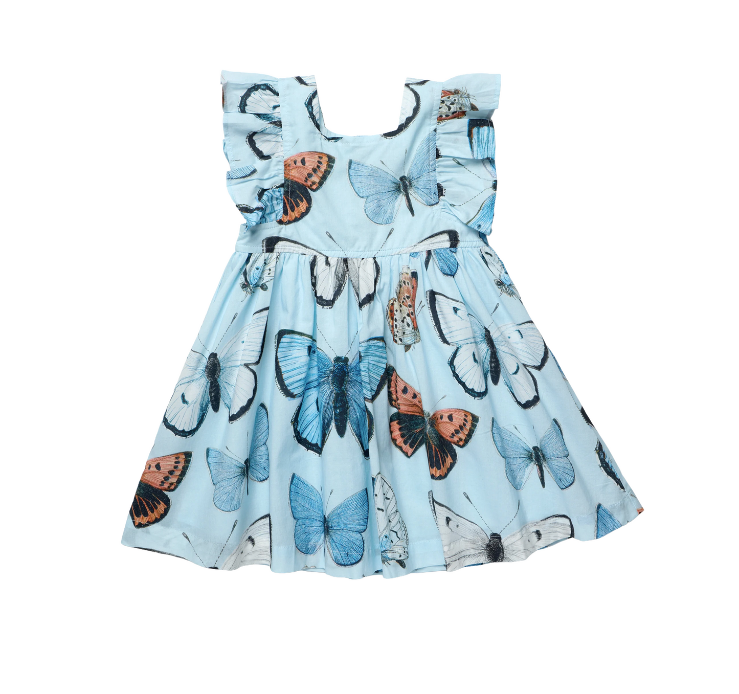 Pink Chicken Girls Elsie Dress - Blue Vintage Butterflies