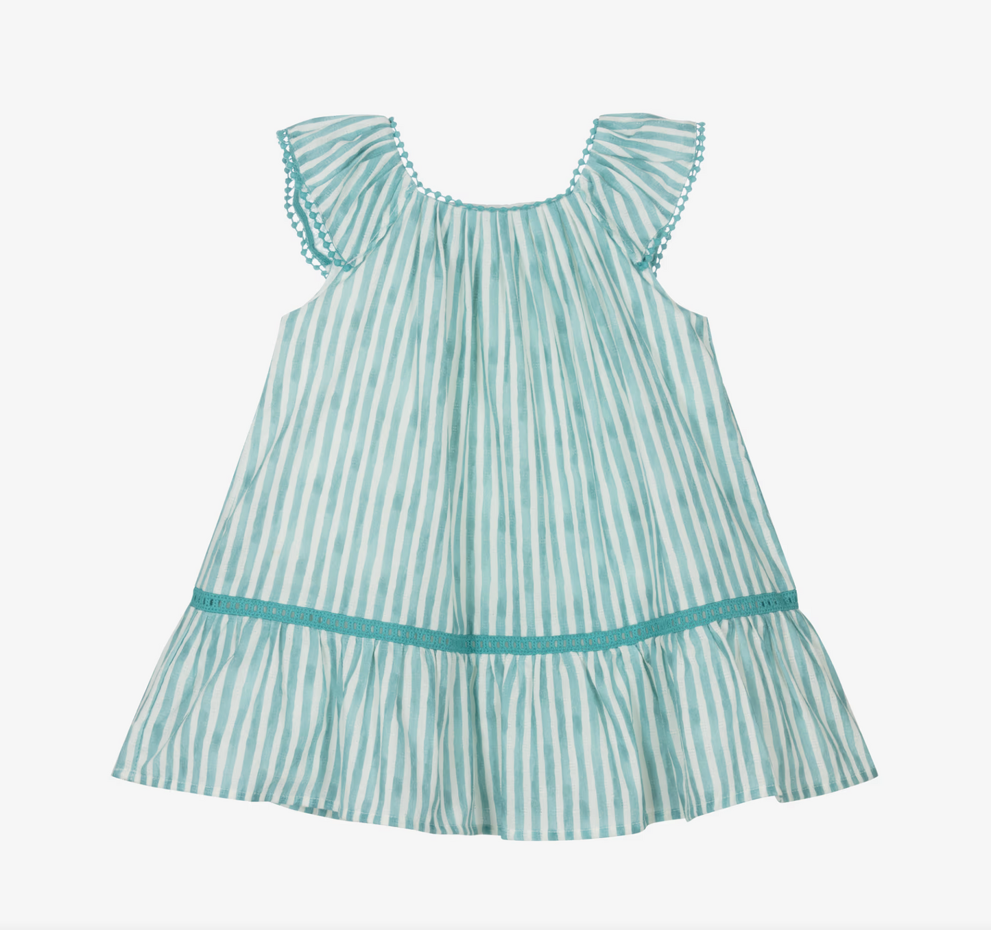Aqua Striped Girls Dress