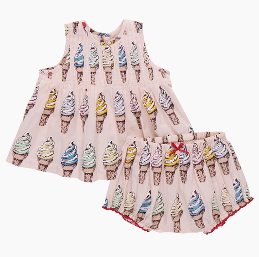Pink Chicken Baby Girls Jaipur 2 Piece Set - Pink Soft Serve