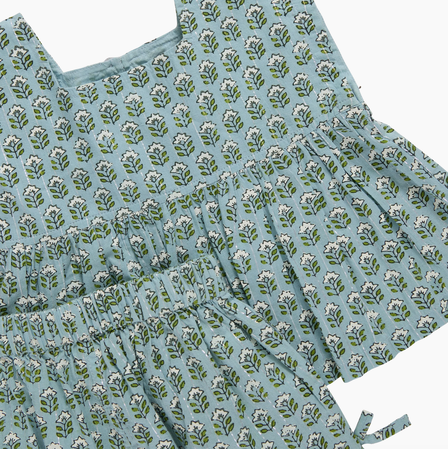 Pink Chicken Girls Kamari Top - Blue Prairie Block Print