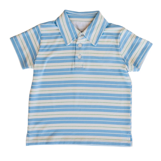 Kyle Polo - Blue & Green Ticking Stripe