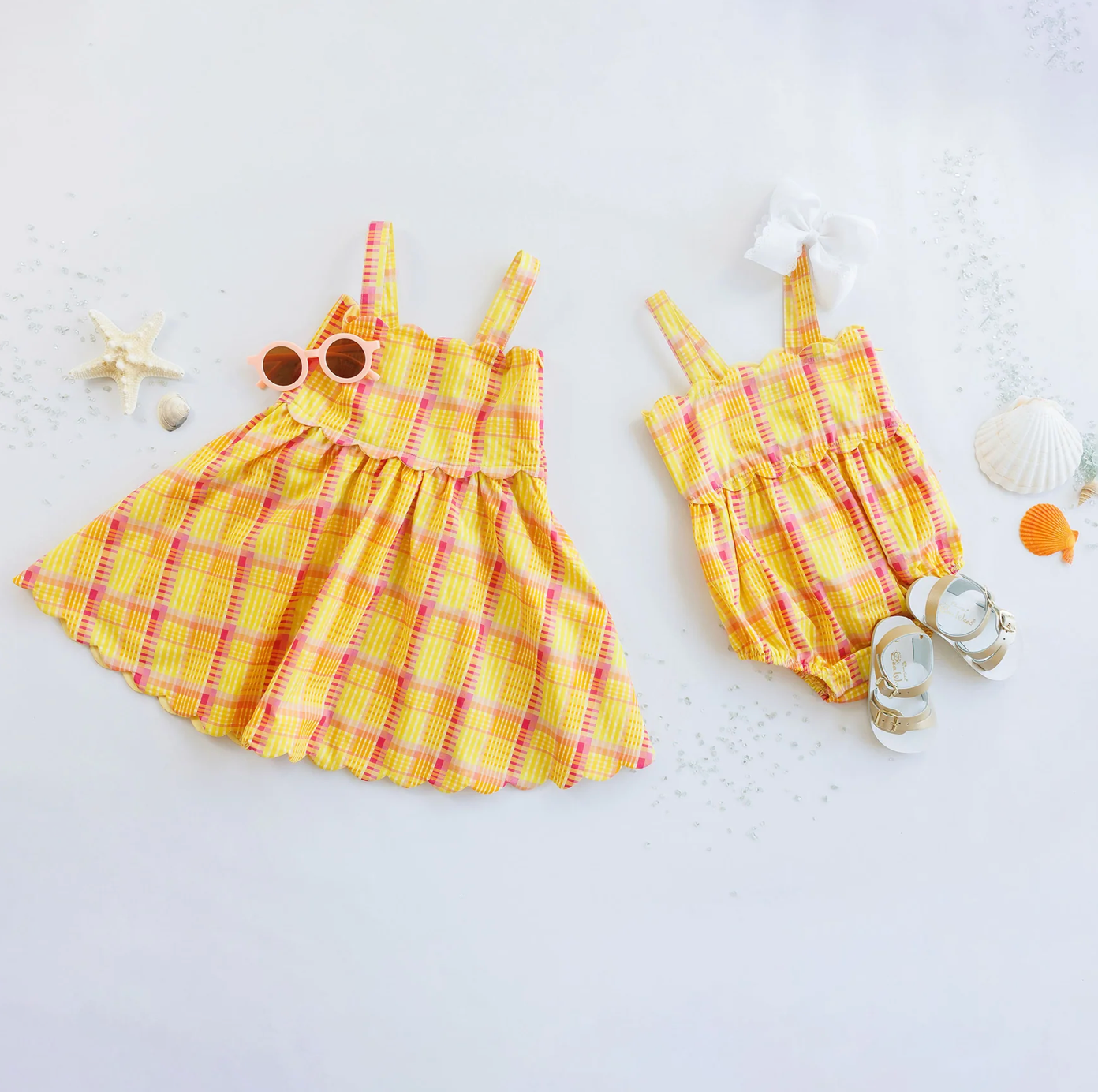 Hadley Dress - Seashell Plaid