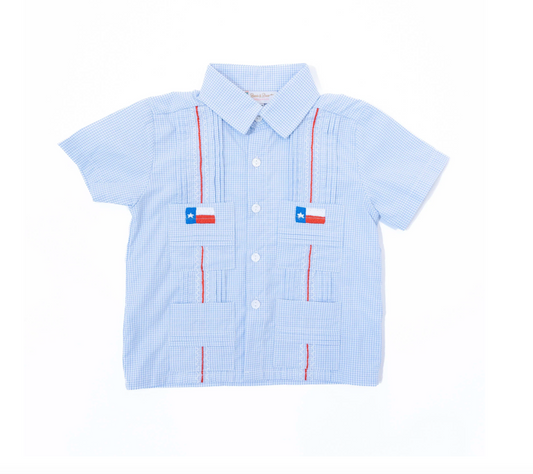 Boys Texas Flag Guayabera Shirt