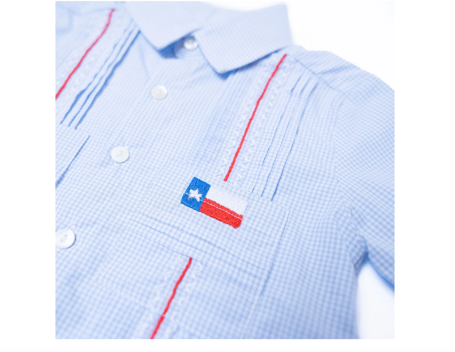 Boys Texas Flag Guayabera Shirt