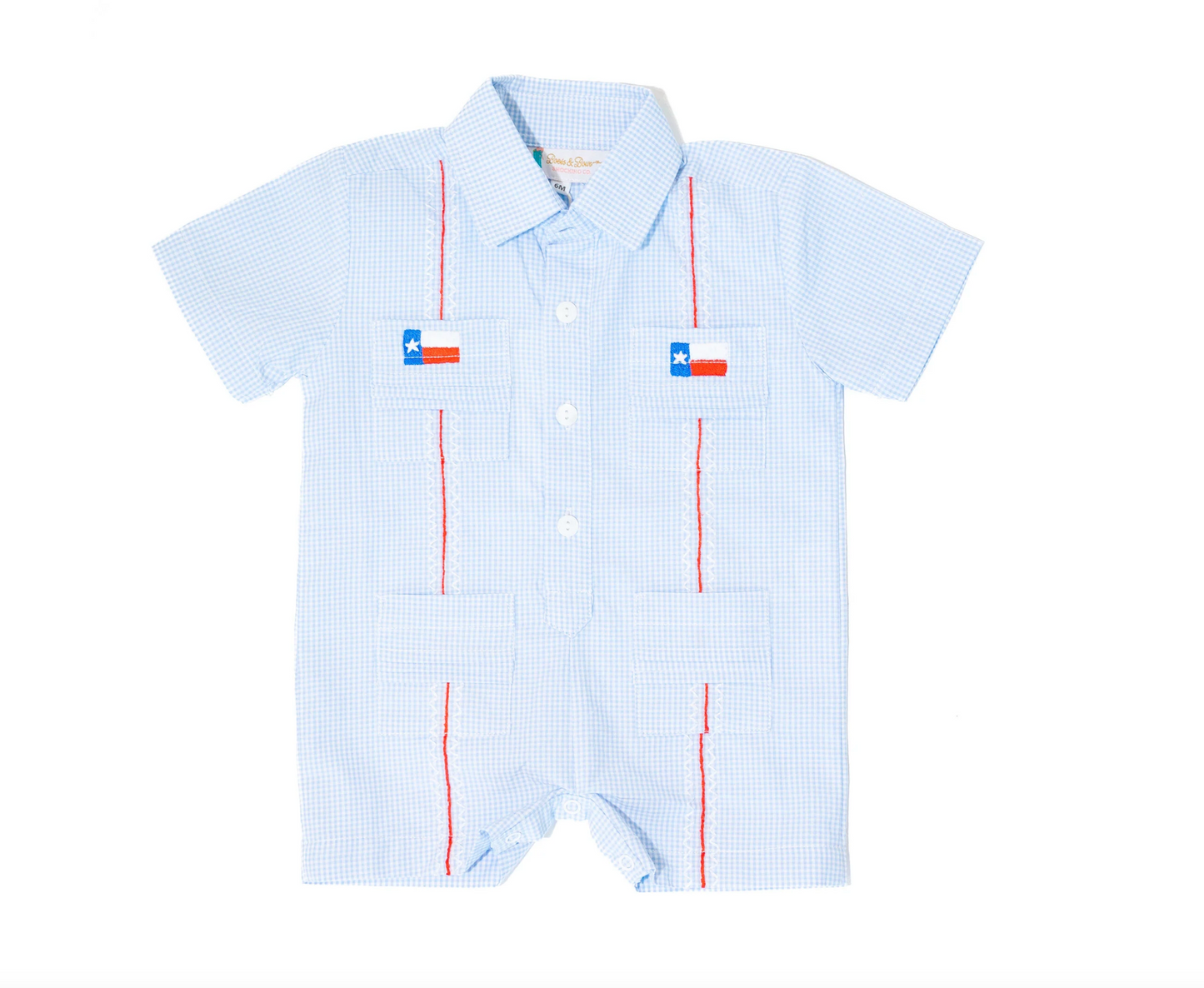 Boys Texas Flag Guayabera Romper