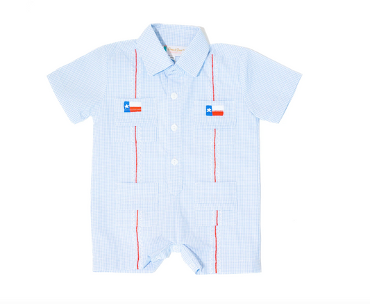 Boys Texas Flag Guayabera Romper