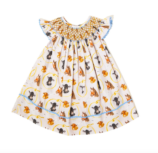 Let's Rodeo Smocked Lattice Dress