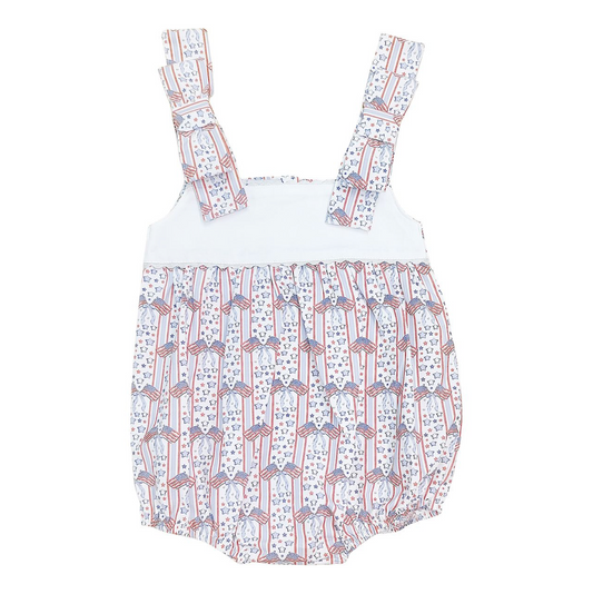 Patriotic Print Girl Bow Shoulder Bubble