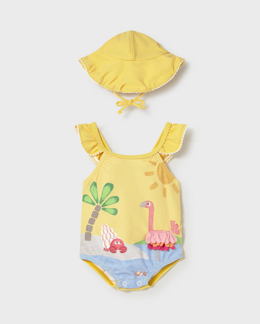 Baby Girl 2-Piece Swim Set with Sun Protection