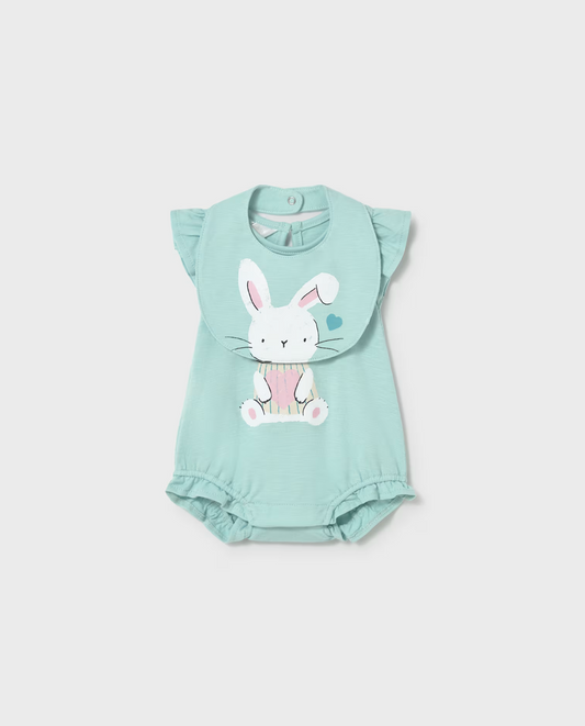 Baby Girl Bunny Romper with Bib Set