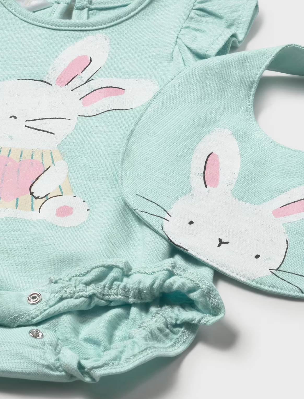 Baby Girl Bunny Romper with Bib Set