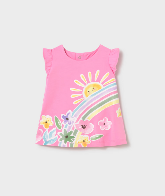 Baby Girl Printed Knit Dress - Bubblegum