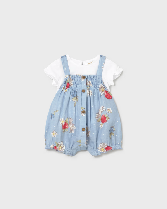 Baby Girl Dungaree and T-Shirt Strawberry Set